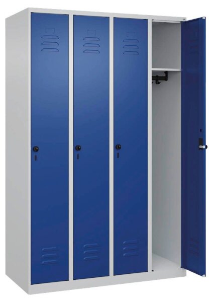 CP Spind Classic Plus lichtgrau, enzianblau 080000-40 S10003, 4 Schließfächer 120,0 x 50,0 x 185,0 cm