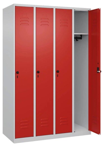 CP Spind Classic Plus lichtgrau, verkehrsrot 080000-40 S10002, 4 Schließfächer 120,0 x 50,0 x 185,0 cm