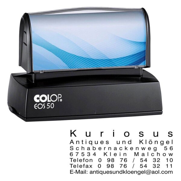COLOP Textstempel, individualisierbar EOS 50 selbstfärbend blau, schwarz, rot ohne Logo, 1 St.