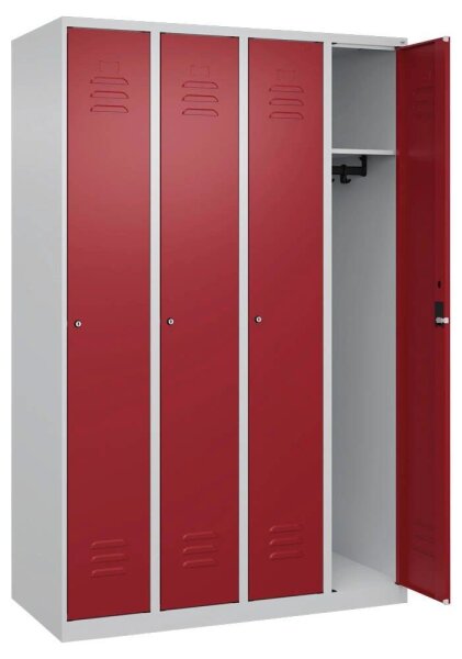 CP Spind Classic Plus lichtgrau, rubinrot 080000-40 S10016, 4 Schließfächer 120,0 x 50,0 x 185,0 cm