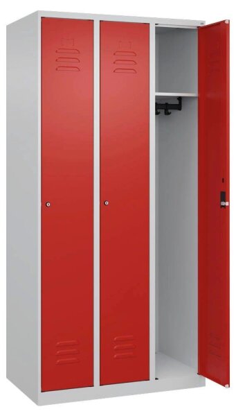 CP Spind Classic Plus lichtgrau, verkehrsrot 080000-30 S10014, 3 Schließfächer 90,0 x 50,0 x 185,0 cm