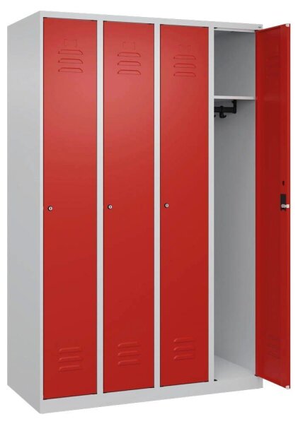CP Spind Classic Plus lichtgrau, verkehrsrot 080000-40 S10017, 4 Schließfächer 120,0 x 50,0 x 185,0 cm