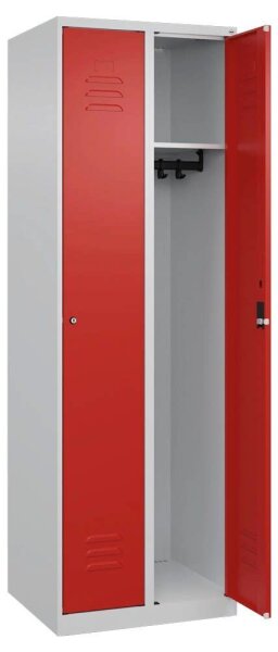 CP Spind Classic Plus lichtgrau, verkehrsrot 080000-20 S10025, 2 Schließfächer 60,0 x 50,0 x 185,0 cm