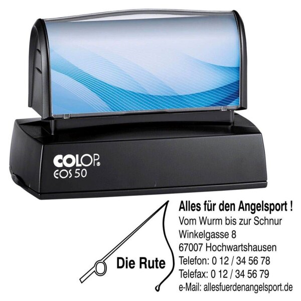 COLOP Textstempel, individualisierbar EOS 50 selbstfärbend blau, schwarz, rot mit Logo, 1 St.
