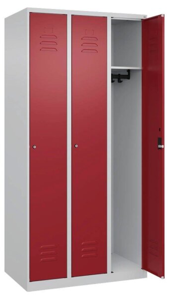CP Spind Classic Plus lichtgrau, rubinrot 080000-30 S10018, 3 Schließfächer 90,0 x 50,0 x 185,0 cm
