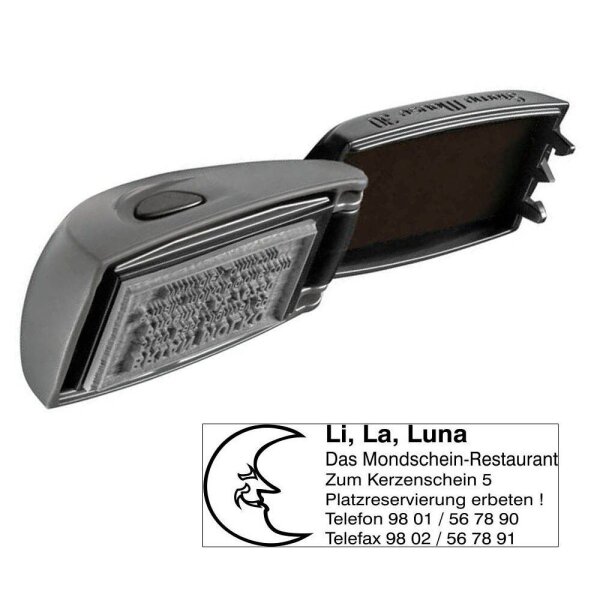 COLOP Textstempel, individualisierbar EOS Stamp Mouse 30 selbstfärbend schwarz mit Logo, 1 St.