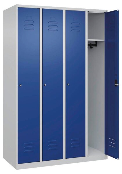 CP Spind Classic Plus lichtgrau, enzianblau 080000-40 S10024, 4 Schließfächer 120,0 x 50,0 x 185,0 cm