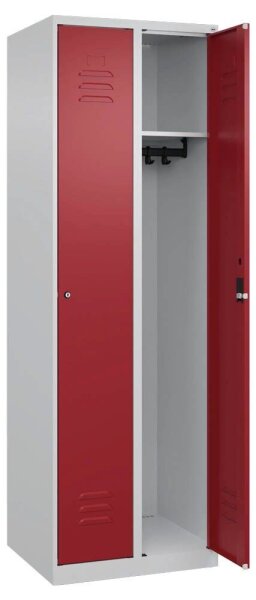 CP Spind Classic Plus lichtgrau, rubinrot 080000-20 S10031, 2 Schließfächer 60,0 x 50,0 x 185,0 cm