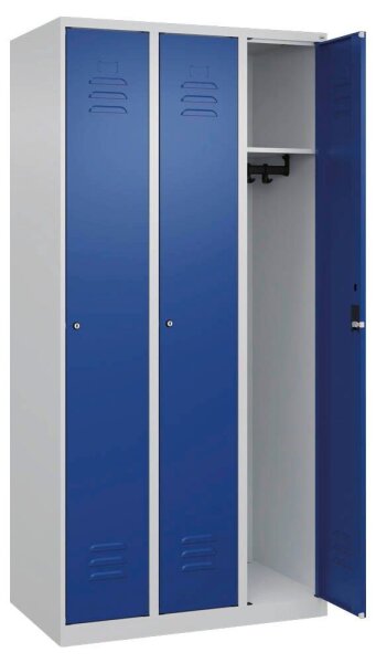 CP Spind Classic Plus lichtgrau, enzianblau 080000-30 S10029, 3 Schließfächer 90,0 x 50,0 x 185,0 cm