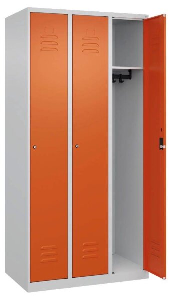 CP Spind Classic Plus reinorange, lichtgrau 080000-30 S10031, 3 Schließfächer 90,0 x 50,0 x 185,0 cm