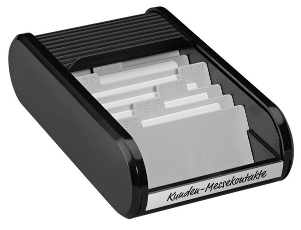 helit Visitenkartenbox schwarz/schwarz, für bis zu 300 Visitenkarten