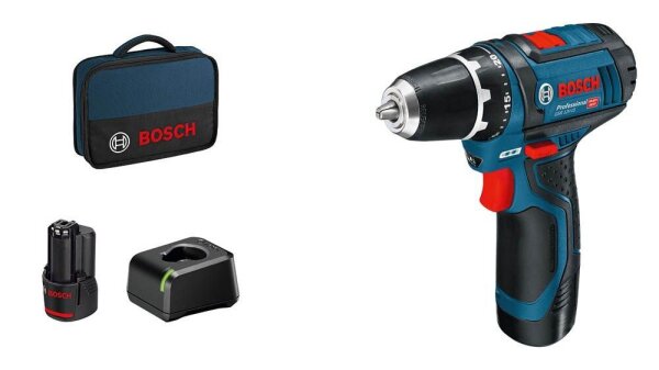 BOSCH Professional GSR 12V-15 Akku-Bohrschrauber 12,0 V, mit 2 Akkus