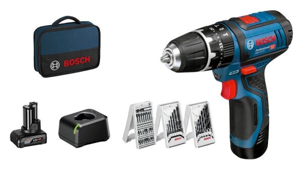 BOSCH Professional GSB 12V-15 Akku-Schlagbohrschrauber-Set 12,0 V, mit 2 Akkus