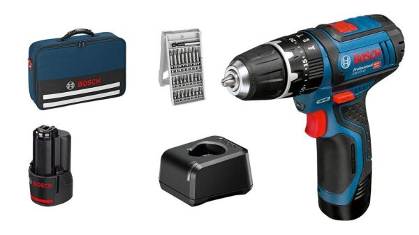 BOSCH Professional GSB 12V-15 Akku-Schlagbohrschrauber-Set 12,0 V, mit 2 Akkus