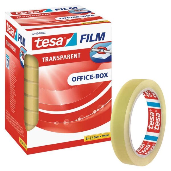 tesa OFFICE-BOX Klebefilm transparent 19,0 mm x 66,0 m 8 Rollen