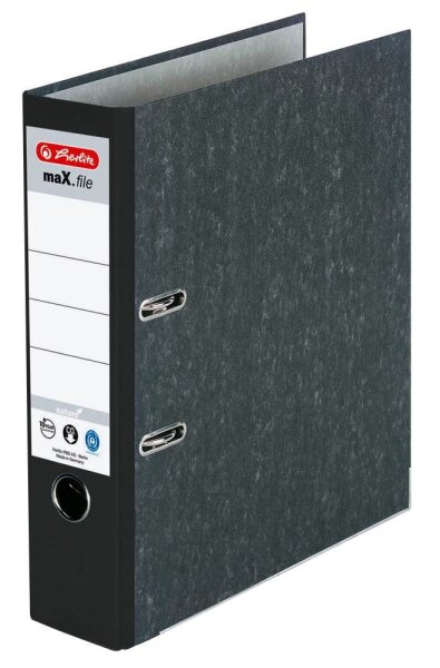 herlitz maX.file nature Ordner schwarz marmoriert Karton 8,0 cm DIN A4, 1 St.
