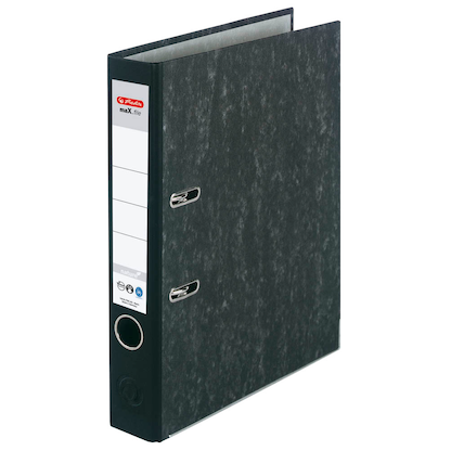 herlitz maX.file nature Ordner schwarz marmoriert Karton 5,0 cm DIN A4, 1 St.