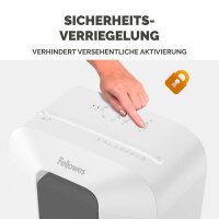 AKTION: Fellowes Powershred LX70 Aktenvernichter mit Partikelschnitt P-4, 4 x 40 mm, bis 11 Blatt, weiß mit 20 Euro CashBack