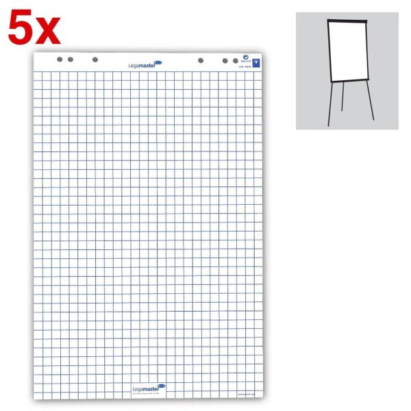 Legamaster Flipchart-Papier kariert 65,0 x 98,0 cm, 20 Blatt, 5 Blöcke