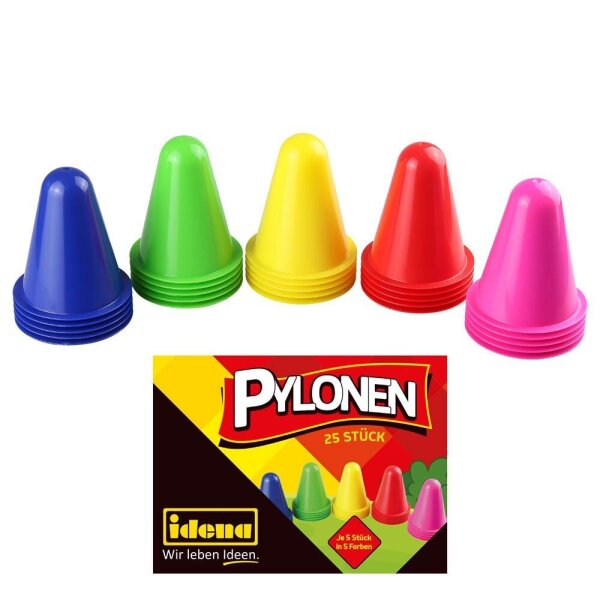 25 Idena Spielzeug-Leitkegel mehrfarbig 8,0 cm  ( 40622 )