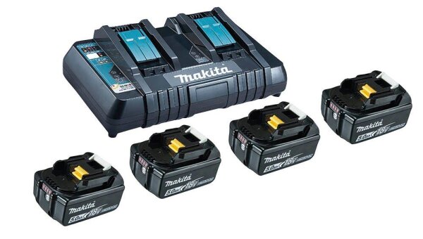 makita Werkzeugakkus mit Schnellladegerät Power Source Kit Lithium-Ionen 4x 5,0 Ah