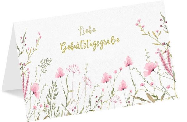 LUMA Geburtstagskarte rosa Blumen LU2519 DIN B6, 1 St.