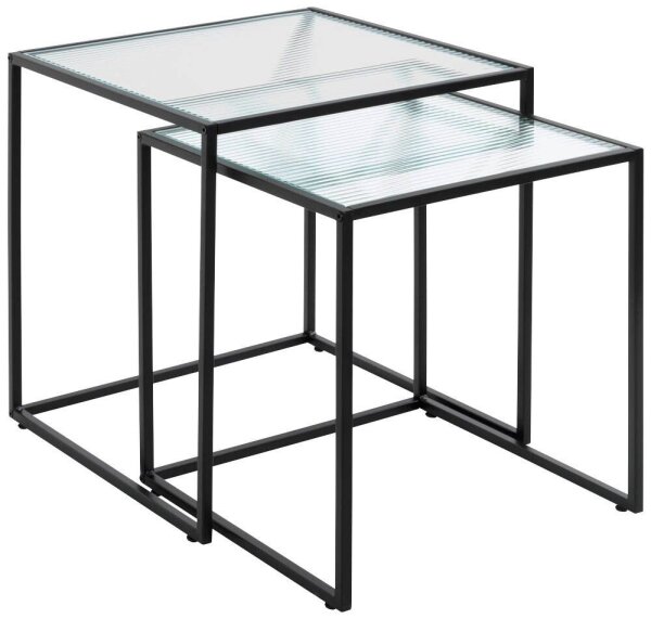 HAKU Möbel Beistelltische-Set quadratisch Sicherheitsglas schwarz, 2 St.