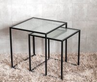 HAKU Möbel Beistelltische-Set quadratisch Sicherheitsglas schwarz, 2 St.
