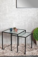 HAKU Möbel Beistelltische-Set quadratisch Sicherheitsglas schwarz, 2 St.