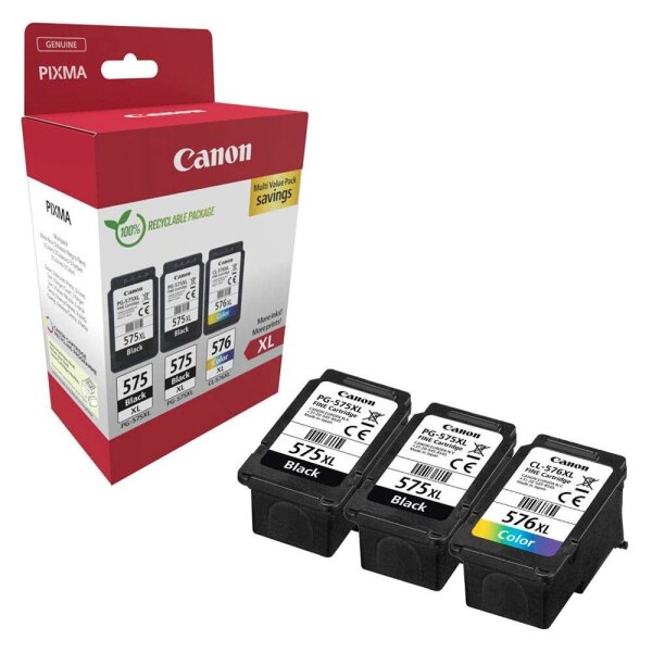 Canon PG-575XLx2/CL-576XL schwarz, color Druckköpfe, 3er-Set