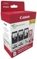 Canon PG-560XLx2/CL-561XL schwarz, color Druckköpfe + Fotopapier, 3er-Set