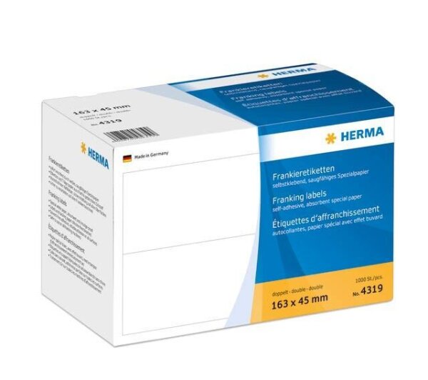 HERMA Frankieretiketten 4319 weiß 163,0 x 45,0 mm, 1.000 Etiketten