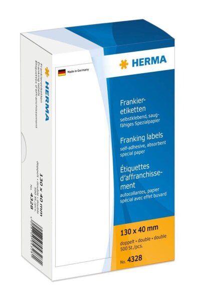 HERMA Frankieretiketten 4328 weiß 130,0 x 40,0 mm, 500 Etiketten