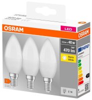 OSRAM LED-Lampen Base CLASSIC B40 Multipack E14 4,9 W matt, 3 St.
