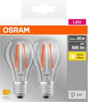 OSRAM LED-Lampen Base CLASSIC A60 Multipack E27 7 W klar,...