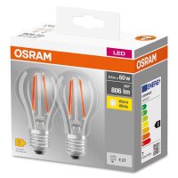 OSRAM LED-Lampen Base CLASSIC A60 Multipack E27 7 W klar, 2 St.