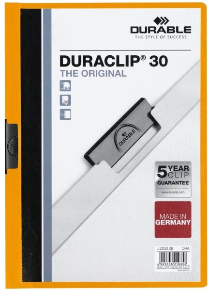 DURABLE Klemmhefter DURACLIP orange, 25 St.