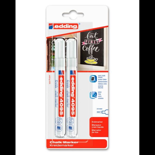 edding 4095 Kreidemarker weiß 2,0 - 3,0 mm, 2 St.