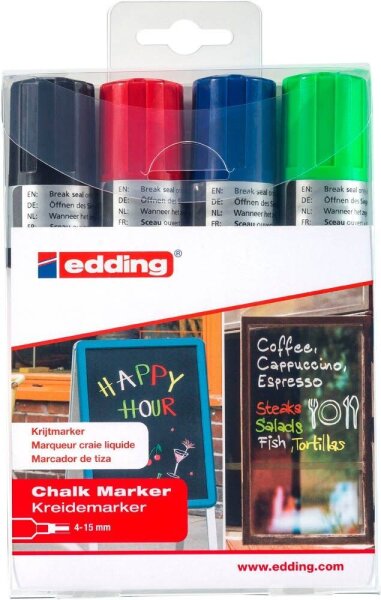 edding 4090-4999 Kreidemarker farbsortiert 4,0 - 15,0 mm, 4 St.