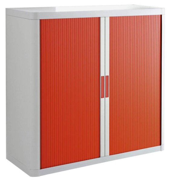 PAPERFLOW easyOffice Rollladenschrank weiß, rot ohne Fachböden 110,0 x 41,5 x 104,0 cm