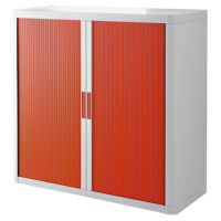 PAPERFLOW easyOffice Rollladenschrank weiß, rot ohne Fachböden 110,0 x 41,5 x 104,0 cm