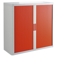 PAPERFLOW easyOffice Rollladenschrank weiß, rot ohne Fachböden 110,0 x 41,5 x 104,0 cm