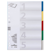 DURABLE Ordnerregister DIN A4 Vollformat blanko blau, gelb, rot, grün, grau 5-teilig, 1 Satz