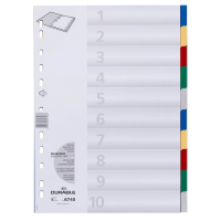 DURABLE Ordnerregister DIN A4 Vollformat blanko blau, gelb, rot, grün, grau 10-teilig, 1 Satz