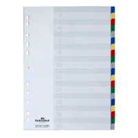DURABLE Ordnerregister DIN A4 Vollformat blanko blau, gelb, rot, grün, grau 20-teilig, 1 Satz