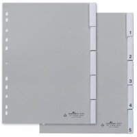 DURABLE Ordnerregister DIN A4 Vollformat 1-5 grau 5-teilig mit Wechseltaben, 1 Satz