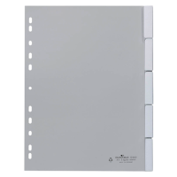 DURABLE Ordnerregister DIN A4 Vollformat 1-5 grau 5-teilig mit Wechseltaben, 1 Satz