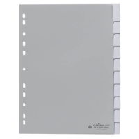 DURABLE Ordnerregister DIN A4 Vollformat 1-10 grau 10-teilig mit Wechseltaben, 1 Satz