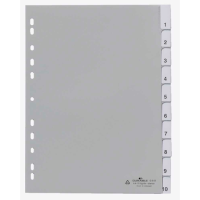 DURABLE Ordnerregister DIN A4 Vollformat 1-10 grau 10-teilig mit Wechseltaben, 1 Satz