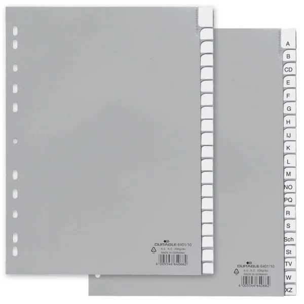 DURABLE Ordnerregister DIN A4 Vollformat A-Z grau...